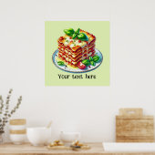 Schattigee lasagne Italiaans eten bedrijf Poster (Keuken)