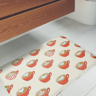 Schattigee Latte Art in Rode Koffiemokken Patroon Badmat