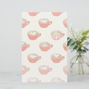 Schattigee Latte Art in Rode Koffiemokken Patroon Briefpapier
