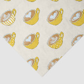 Schattigee latte kunst in gele koffiemokken patroo tissuepapier (Detail)