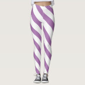Schattigee Lavendel Paarse witte Candy Cane Stripe Leggings (Voorkant)