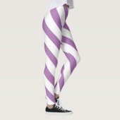 Schattigee Lavendel Paarse witte Candy Cane Stripe Leggings (Rechts)