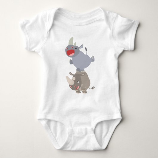 Schattigee Leapfrog Cartoon neushoorns Baby Romper (Voorkant)