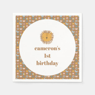 Schattigee Leeuw Baby Kinder Dier Custom Verjaarda Servet