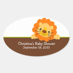 Schattigee leeuw Baby shower ovale Sticker
