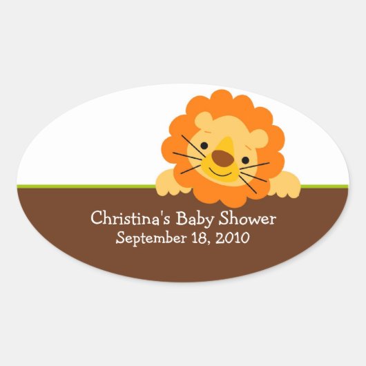 Schattigee leeuw Baby shower ovale Sticker (Voorkant)