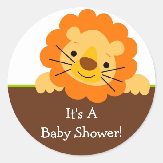 Schattigee Leeuw Baby shower Sticker (Voorkant)