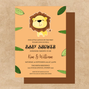 Schattigee leeuw Baby shower thema uitnodiging
