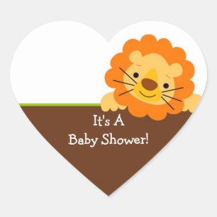 Schattigee Leeuw Baby shower Vierkante Sticker! Hart Sticker