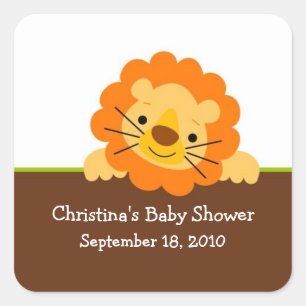 Schattigee Leeuw Baby shower Vierkante Sticker! Sticker