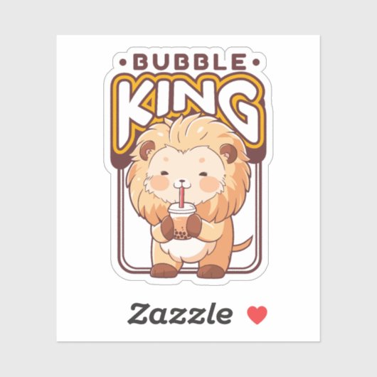 SCHATTIGEE LEEUW DRINK BOBA THEE STICKER (Vel)