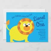 Schattigee Leeuw Kinder 1e Verjaardagsfeestuitnodi Kaart (Voorkant)