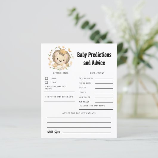 Schattigee Leeuwenkoning Baby Voorspellingen en Ad (Staand voorkant)