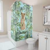 Schattigee leeuwenwelp Blauwgroen groen Oerwoud bo Douchegordijn (In situ)