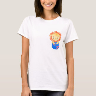 Schattigee leeuwenwelp in een bedrukte blauwe zak t-shirt