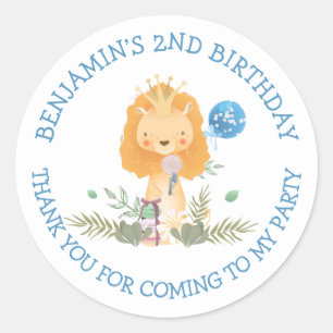 Schattigee Leeuwnaam Dank je Jongen 2e Verjaardag Ronde Sticker