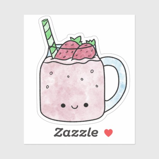 Schattigee lekkere aardbei smoothie sticker (Vel)