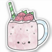 Schattigee lekkere aardbei smoothie sticker (Voorkant)