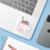 Schattigee lekkere aardbei smoothie sticker (Laptop met iPhone)
