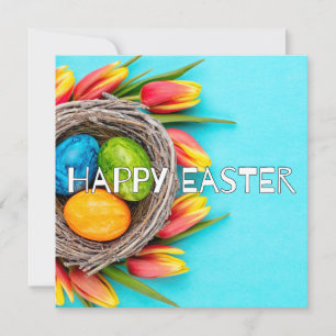 Schattigee lente Happy Easter Flowers & Egg Collag Kaart