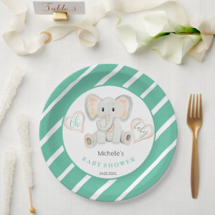 Schattigee Lente Olifant Waterverf Illustratie Papieren Bordje