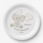 Schattigee Lente Olifant Waterverf Illustratie Papieren Bordje (Voorkant)