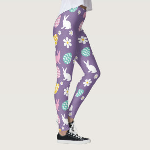 Schattigee lente paashaas bloemmotief eierjacht leggings