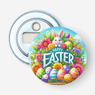 Schattigee lente/paashaas met ei button flesopener