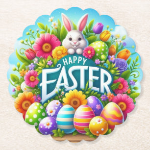 Schattigee lente/paashaas met ei kartonnen onderzetters