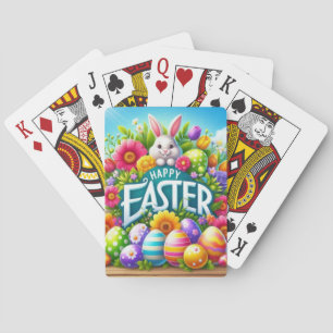 Schattigee lente/paashaas met ei pokerkaarten