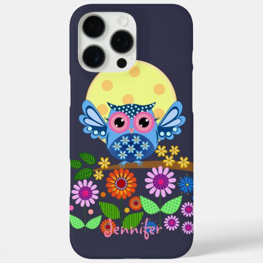 Schattigee lente Uil & aangepaste Naam Case-Mate iPhone Case (Achterkant)