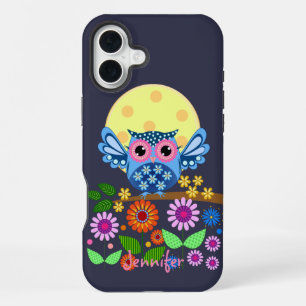Schattigee lente Uil & aangepaste Naam iPhone 16 Plus Hoesje