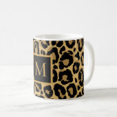 Schattigee Leopard Pattern Monogram Koffie Mok (Voorkant rechts)