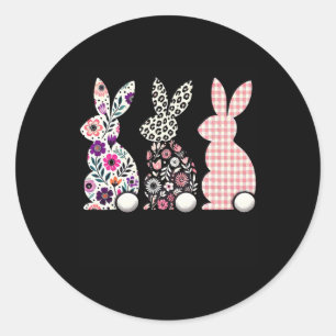 Schattigee Leopard Plaid Bloem Bloemen Happy Easte Ronde Sticker
