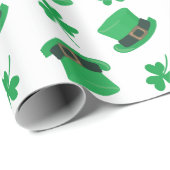 Schattigee Leprechaun petten en shamrocks patroon Cadeaupapier (Rol Hoek)