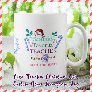 Schattigee Leraar Kerstcadeau Aangepaste Naam Mono Mok