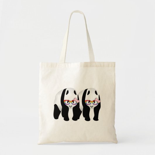 Schattigee lesbische panda's regenboog met bril tote bag (Voorkant)