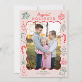 Schattigee Leuke Kerst Doodles Foto Feestdagenkaart (Voorkant)