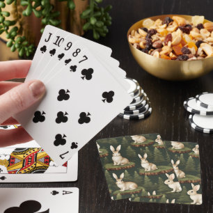 Schattigee leuke konijntjes op een groenblijvende pokerkaarten