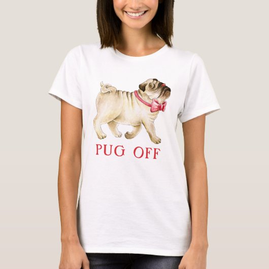 Schattigee leuke pug off whimsy pug waterverf kuns t-shirt (Voorkant)