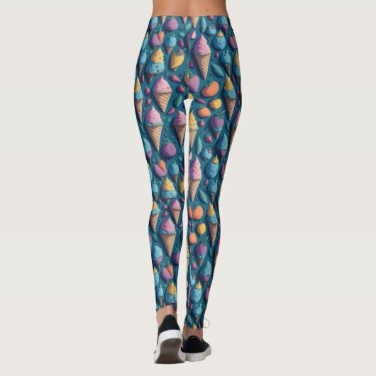 Schattigee leuke smaken Kleurrijk Ice Cream Cone P Leggings (Achterkant)