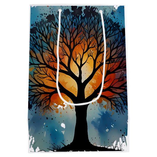 Schattigee levensboom aquarel medium cadeauzakje (Achterkant)