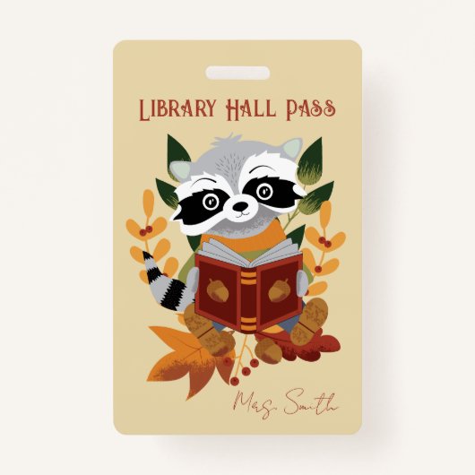Schattigee Lezing Raccoon Library Hall Pass Badge (Voorkant)