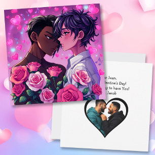 Schattigee LGBT+ Anime Gepersonaliseerde Valentijn Kaart
