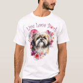 Schattigee Lhasa Apso Hondenbloem T-shirt (Voorkant)