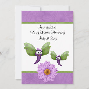 Schattigee Libellen en Bloemen Baby shower uitnodi Kaart