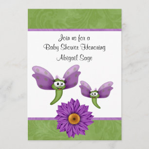 Schattigee Libellen en Bloemen Baby shower uitnodi Kaart