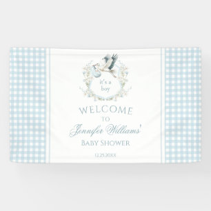 Schattigee lichtblauwe ooievaar Baby shower welkom Spandoek