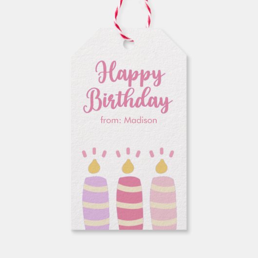 Schattigee lichte kaarsen gepersonaliseerd Happy B Cadeaulabel (Achterkant)