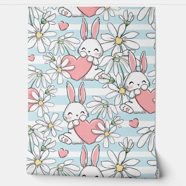 Schattigee Liefde Bunnies Behang (Afrollen)